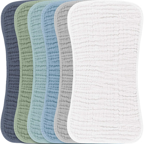 Konssy 6 Pack Large Muslin Baby Burp Cloths and Burp Rags Set for Newborn