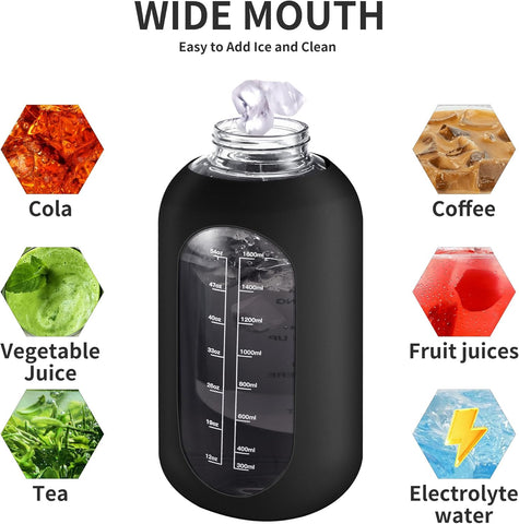 CIVAGO 64 oz Glass Water Bottle with Straw, Half Gallon Large Water Jug