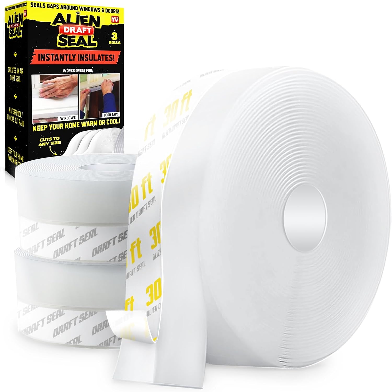 Alien Draft Seal Weather Stripping Door Seal – Longer 64ft (3 Rolls) Silicone Door Bottom Draft Stopper Tape