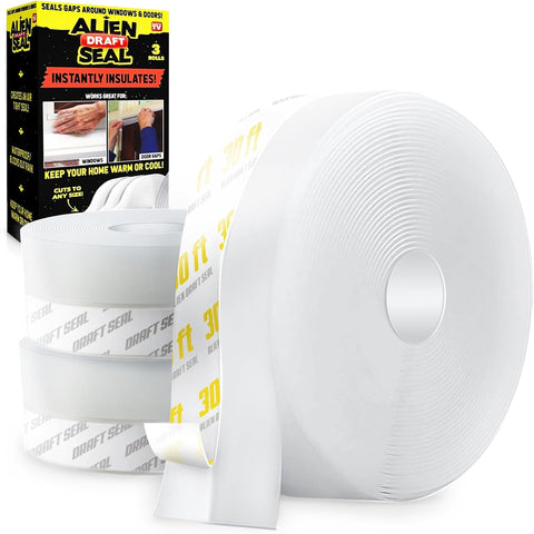 Alien Draft Seal Weather Stripping Door Seal – Longer 64ft (3 Rolls) Silicone Door Bottom Draft Stopper Tape