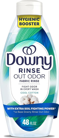 Downy Rinse Laundry Odor Remover, Cool Cotton Scent, 48 fl oz, Fabric Softener And Laundry Odor Removal Rinse, Fights Odors At The Source, HE Compatible