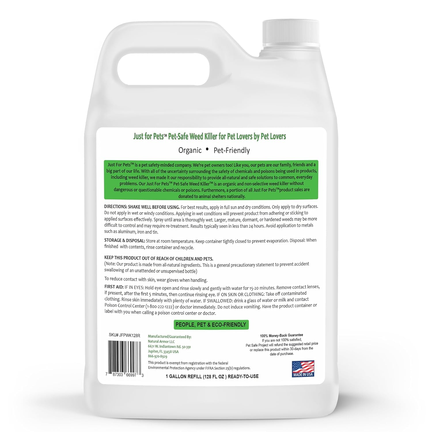 Just For Pets Pet Safe Weed Killer - 1 Gallon (128 oz) Refill