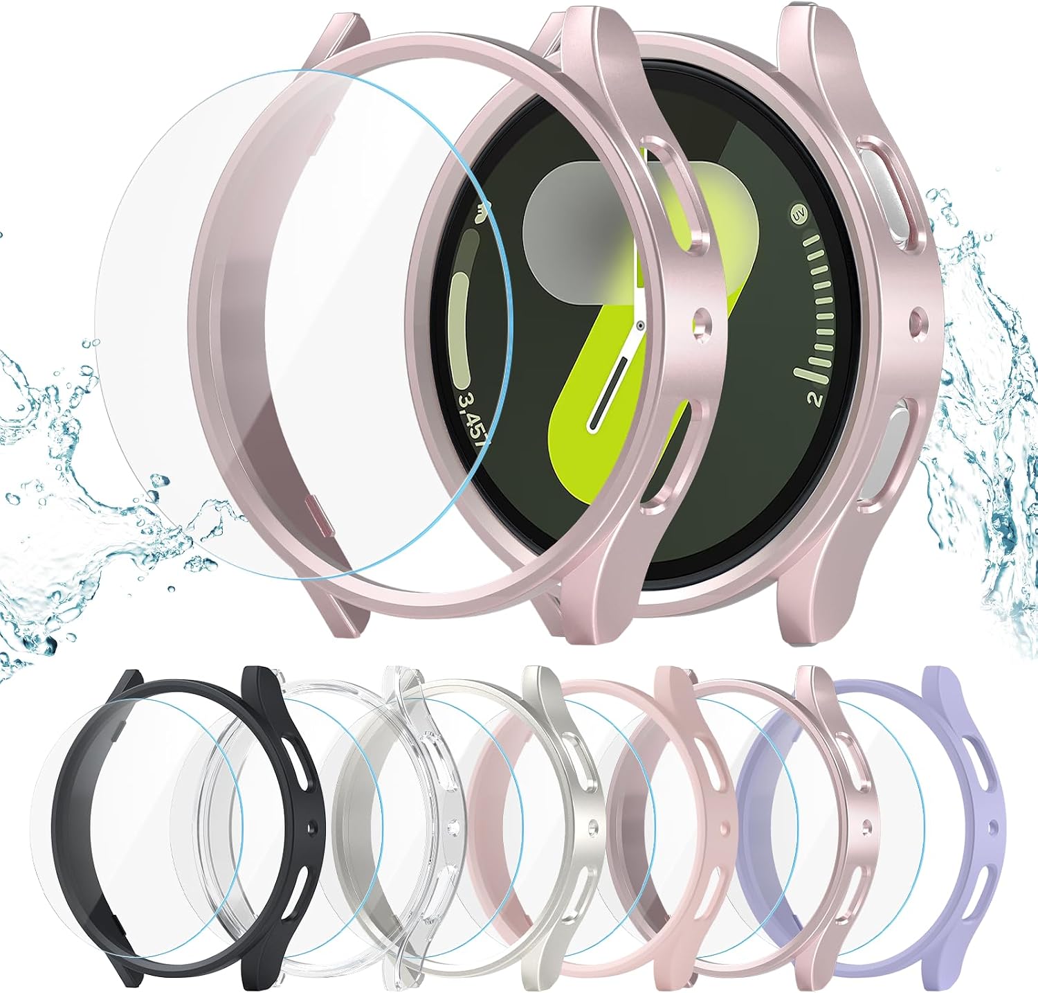 6+6 Pack for Samsung Galaxy Watch 7 44mm Screen Protector Case