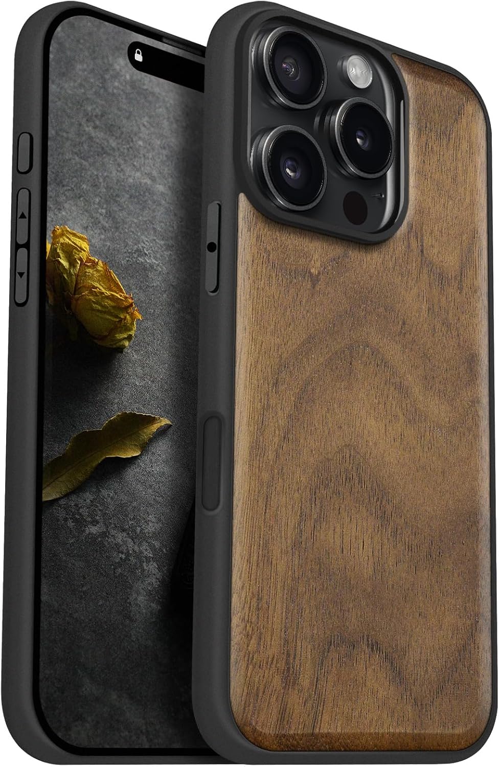 Carveit Wood Case for iPhone 16 Pro, Natural Grain, Walnut