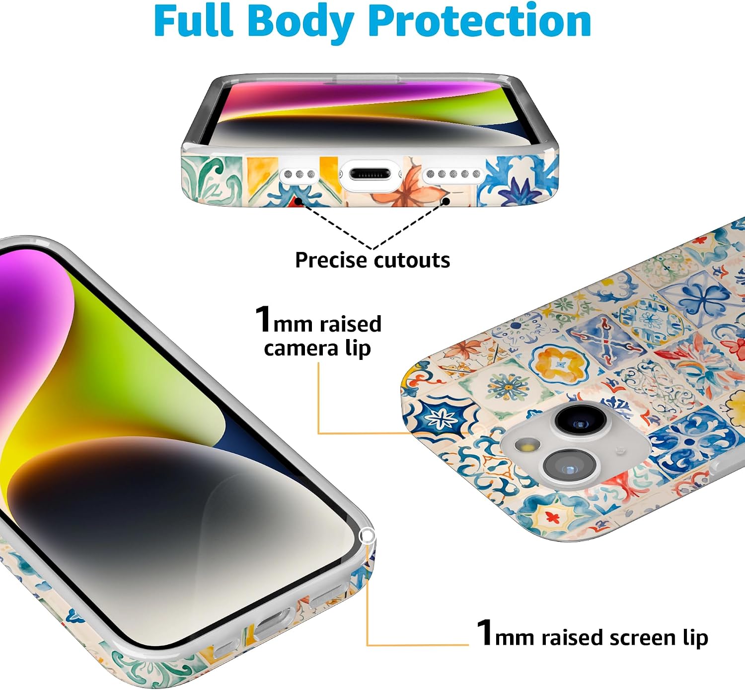 Casely iPhone 15 Case | Tuscan Tiles | Dolce Vita | Compatible with MagSafe | Classic Ultra Slim Design