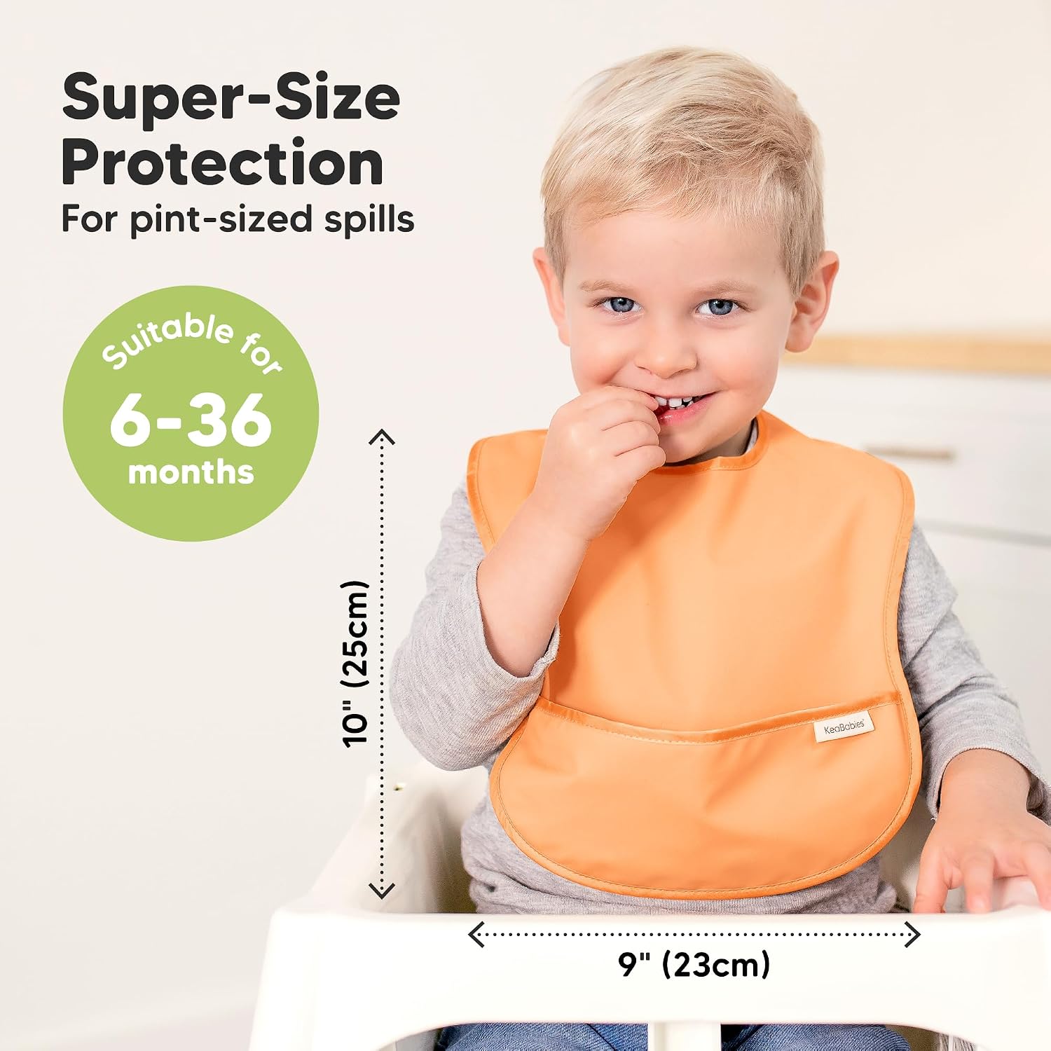 KeaBabies 3-Pack Waterproof Baby Bibs for Eating, Lightweight, Basics