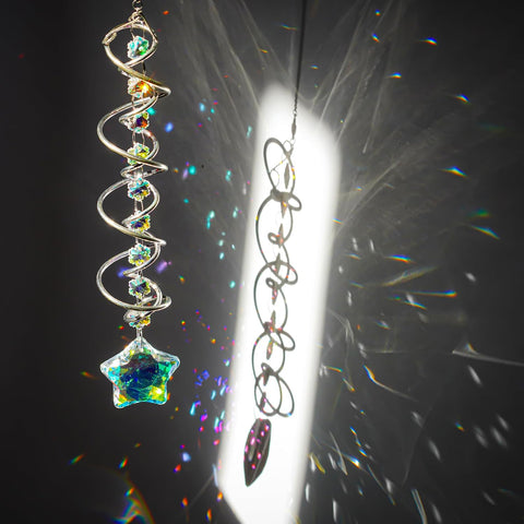 21 Inch Crystal Spiral Wind Spinner Gazing Ball Suncatcher Decor
