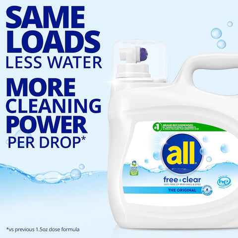 all Liquid Laundry Detergent Free Clear, Unscented, 118 Ounce, 94 Loads