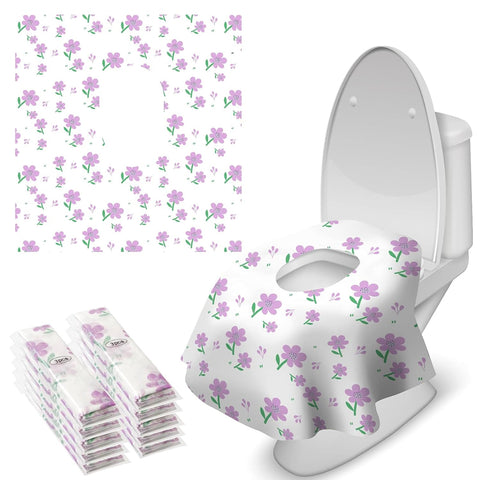 Blissful Diary 30 Pcs Toilet Seat Covers Disposable for Toddlers & Adults, Extra Large Waterproof, Portable Package for Travel, Kids Potty Training(Purple Flowers)