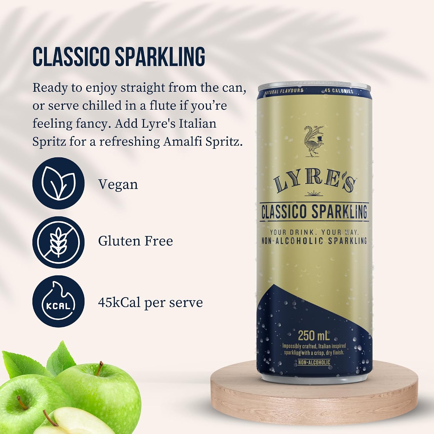 Lyre’s Classico Sparkling Wine 24-Pack, Non Alcoholic Wine, Canned Mocktail