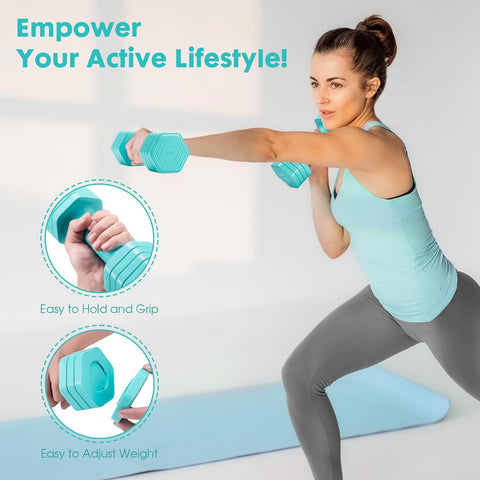 EQUIPRO Adjustable Dumbbell Set, 4 in 1 Free Weights Dumbbells Set for Women, Weights for Women at Home, 2lb 3lb 4lb 5lb with TPU Soft Rubber Handle for Home Gym Exercise Training