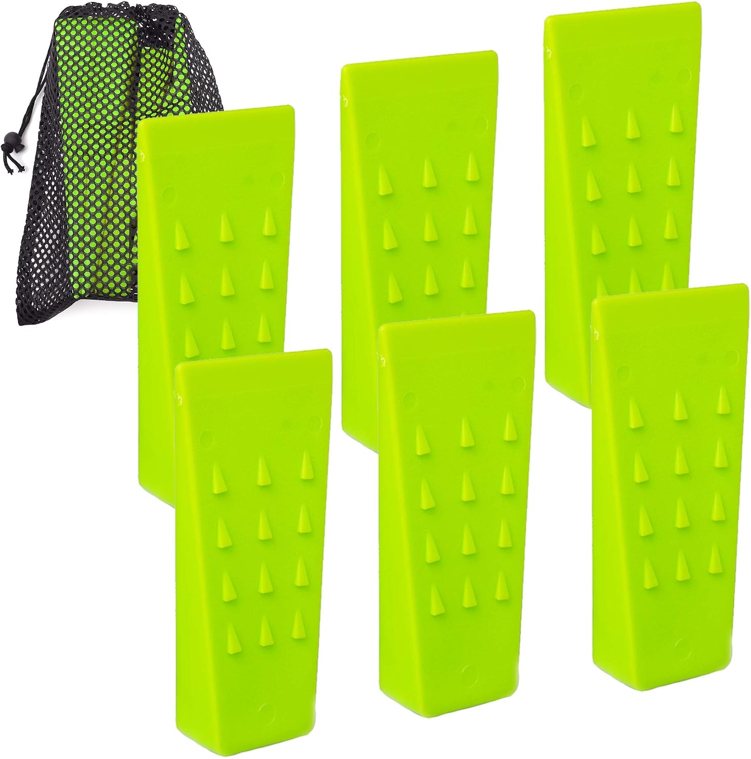 AR-PRO 6 Pack Tree Felling Wedges with Spikes for Safe Tree Cutting – 5.5” Wedges with Storage Bag; 6 Felling Dogs to Guide Trees Stabilize and Safely to Ground for Loggers and Fallers
