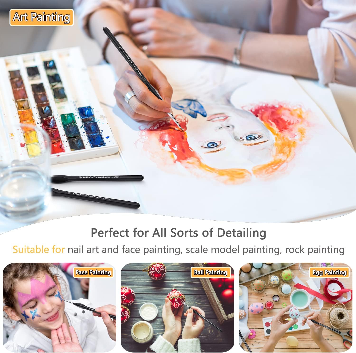 PANDAFLY Miniature Paint Brushes Drybrush Set, 12 Sizes