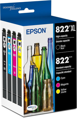 EPSON 822 DURABrite Ultra Ink High Capacity Black & Standard Color Cartridge Combo Pack (T822XL-BCS) Works with WorkForce Pro WF-3820,3823, 4820, 4830, 4833, 4834