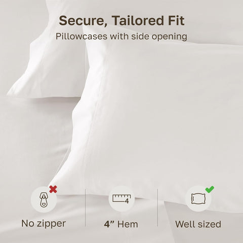 California Design Den 600 TC Set of 2 King Size Pillowcases, True Ivory