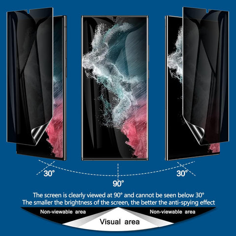 LYWHL 2 Pack for Samsung Galaxy S22 Ultra Privacy Screen Protector, Anti-Spy Full Adhesive Flexible Film for Galaxy S22 Ultra 5G 6.8”, [Support Fingerprint Reader] Easy Installation Frame - Black