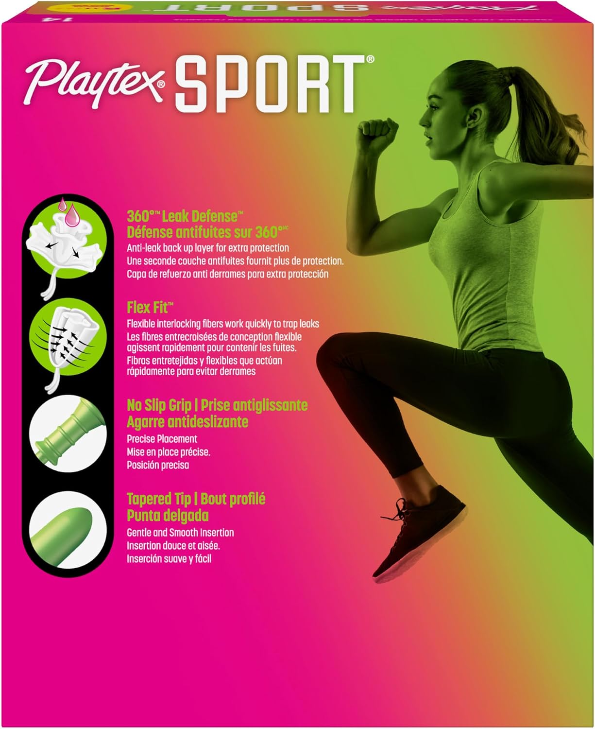 Playtex Sport Tampons Regular Absorbency, Fragrance-Free - 84ct (6 Packs of 14ct) | Regular Tampons for Women, Feminine Care, Playtex Tampon with 360 Leak Defense