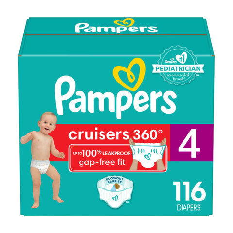 Pampers Cruisers 360 Diapers - Size 4, 116 Count, Pull-On Disposable Baby Diapers, Gap-Free Fit