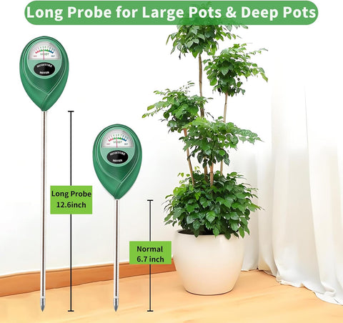 Censinda Soil Moisture Meter, 2 Pack Long Probe Soil Moisture Monitor for House Plants, Soil Hygrometer Moisture Sensor for Indoor & Outdoor, Garden, Farm, Lawn Plant Care, No Battery Needed(Green)