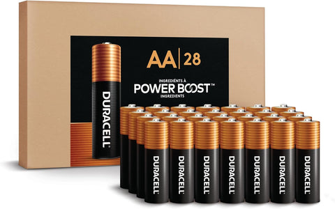 Duracell Coppertop AA Batteries, 28 Count, 12-Year Shelf Life, Storage Tray