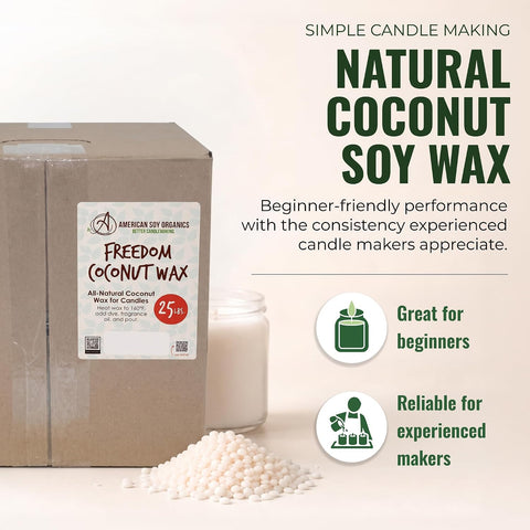 American Soy Organics Freedom Coconut Soy Wax Beads, Candle Wax, 25 lbs