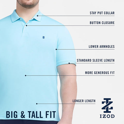 Izod Men's Big and Tall Advantage Performance Short Sleeve Polo Shirt