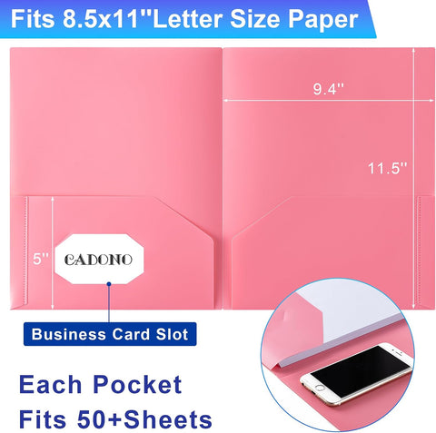Plastic Folders with Pockets (8 Pack,Assorted Colors)