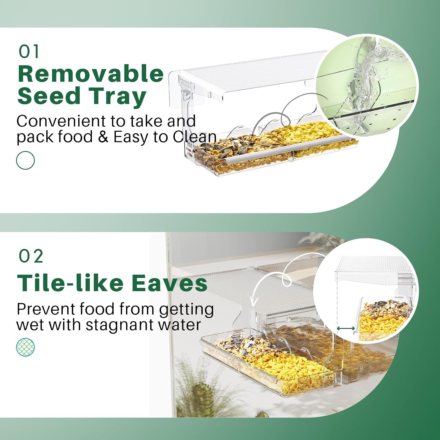 SUNALLY Window Bird Feeder for Outdoors, Clear Bird Feeders Window Mounted