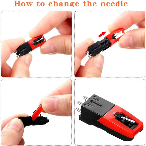 Record Player Needle, 1 PC Record Player Cartridge with 4 PCS Diamond Stylus Replacement for Crosley, ION, LP, Phonograph