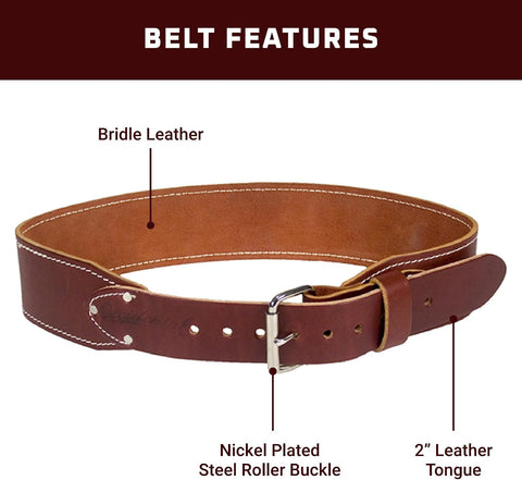 Occidental Leather 3" Ranger Leather Work Belt - Large, OxyRed - Bridle Leather, Heavy-Duty Steel Roller Buckle, Edge Stitched - Made in USA