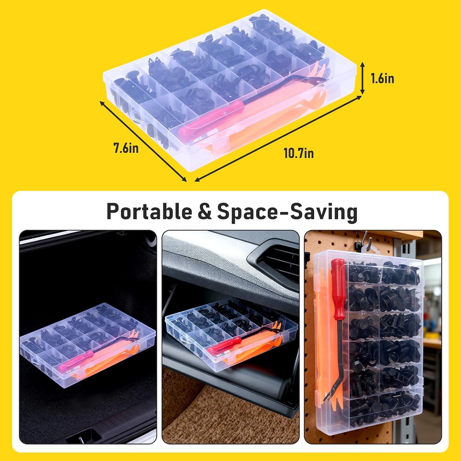 240PCS Car Bumper Retainer Clips Kit - Auto Plastic Rivets & Push Fasteners Set, Most Popular Sizes for Door Trim, Panel, Fender - Compatible with GM, Ford, Toyota, Honda, Chrysler