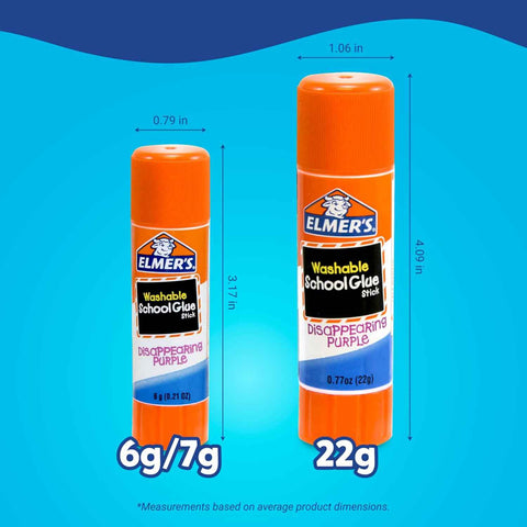 Elmer's Disappearing Purple School Glue Sticks, Washable, 6 Grams, 12 Count - Arts & Crafts, Poster, Projects, Back to School, #1 Teacher Brand