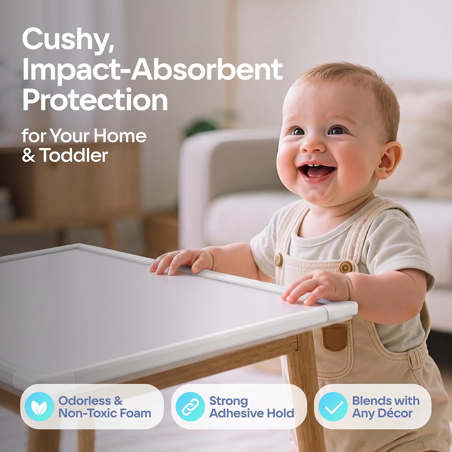 Komfortology Baby Proofing Edge Guard 18ft, 8 Corners, White