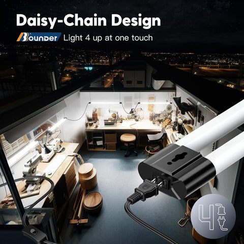 BBOUNDER 10 Pack 4FT LED Shop Light, 6500K, 40W=250W, 4400LM, 4 Linkable