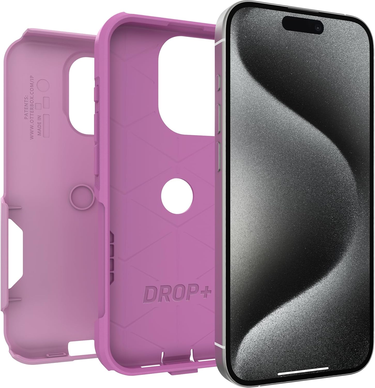 OtterBox iPhone 15 Pro (Only) Commuter Series Case - Run Wildflower (Pink), Slim & Tough, Pocket-Friendly, with Port Protection