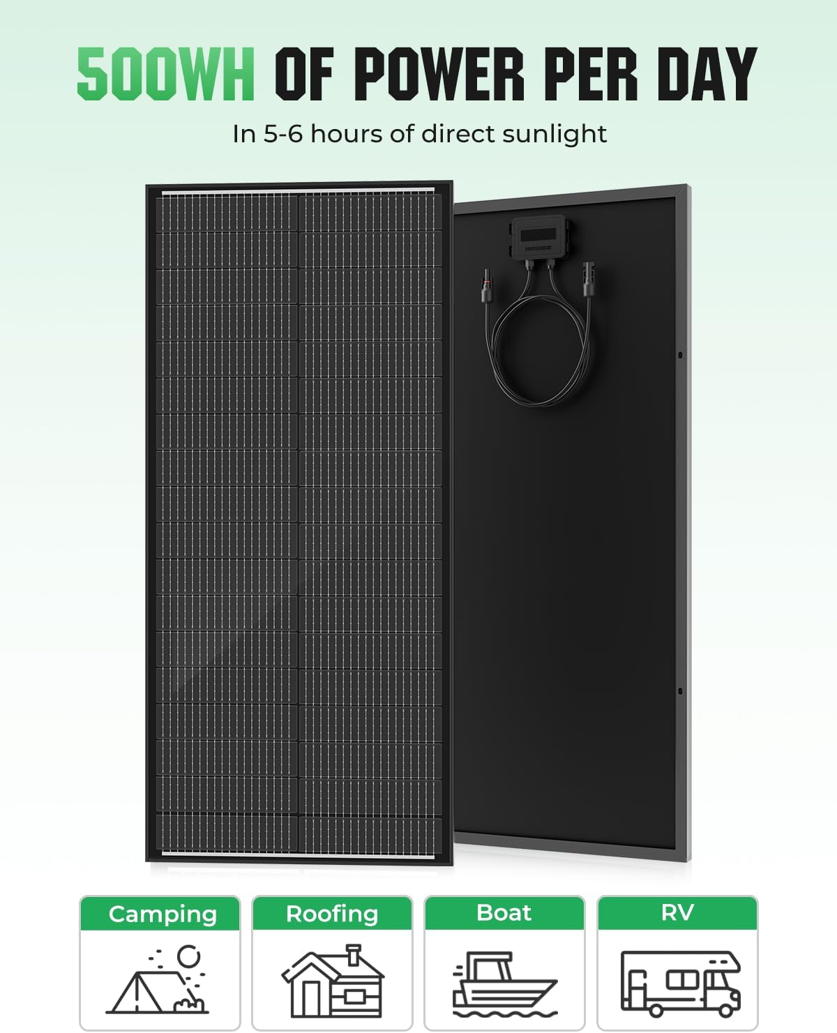 100W Solar Panel, 18BB N-Type 2Pcs 12V/24V 100 Watt Solar Panels