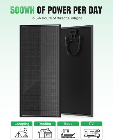 100W Solar Panel, 18BB N-Type 2Pcs 12V/24V 100 Watt Solar Panels
