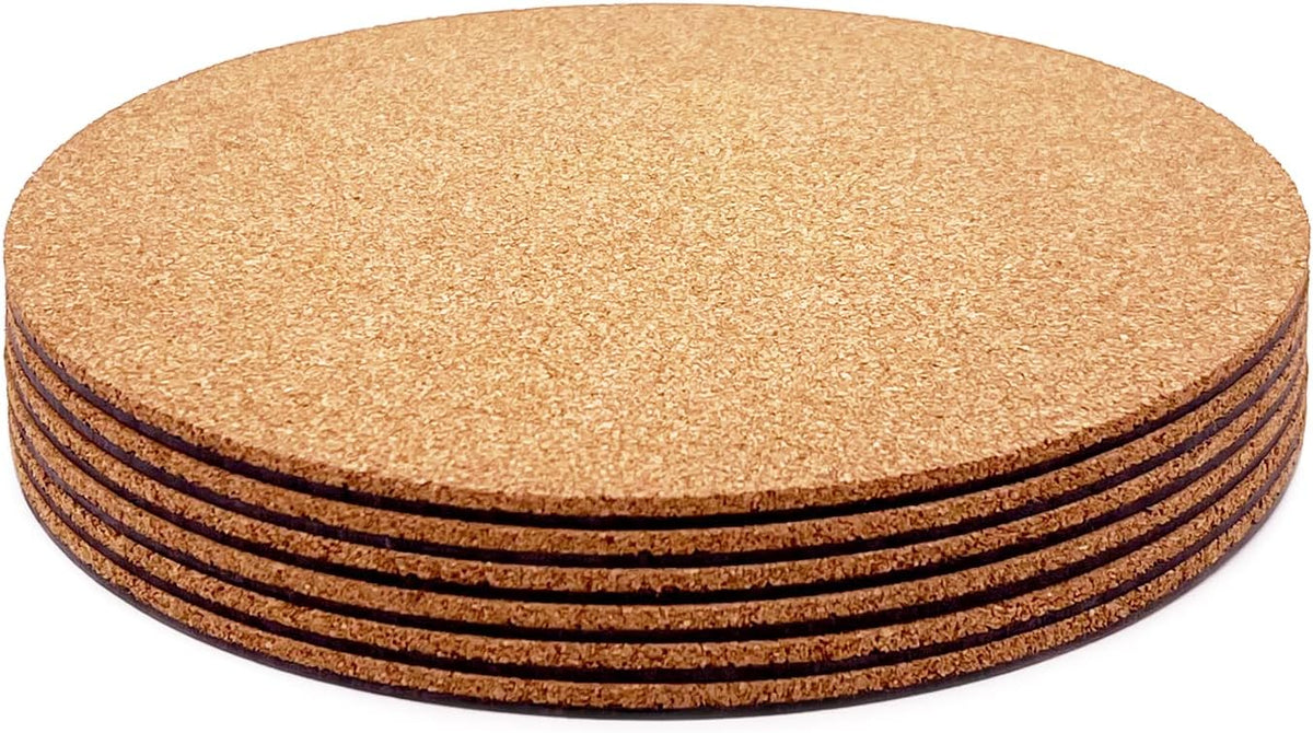 Cork Plant Coasters, Double Layers 8 Inch Cork Planter Coaster, Absorbent Cork Plant Mats, Cork Plant Coasters for House Plants, 6 Pcs