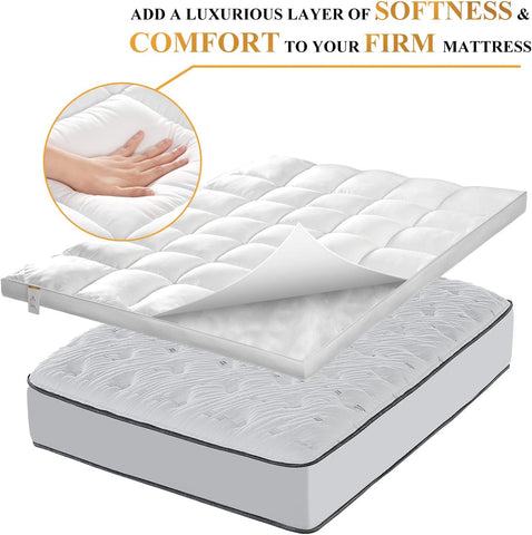 1400 GSM Full Mattress Topper, Extra Thick Cooling Pillow Top Plush Pad