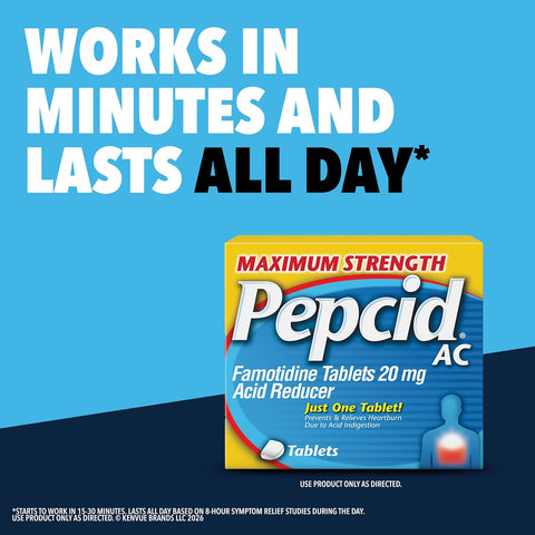 Pepcid AC Max Strength Tablets, 20mg Famotidine, 25 ct