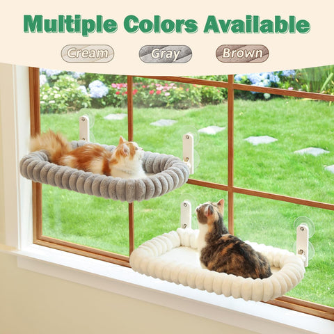 Zakkart SnugCloud Foldable Cat Window Perch (Cream White, M)