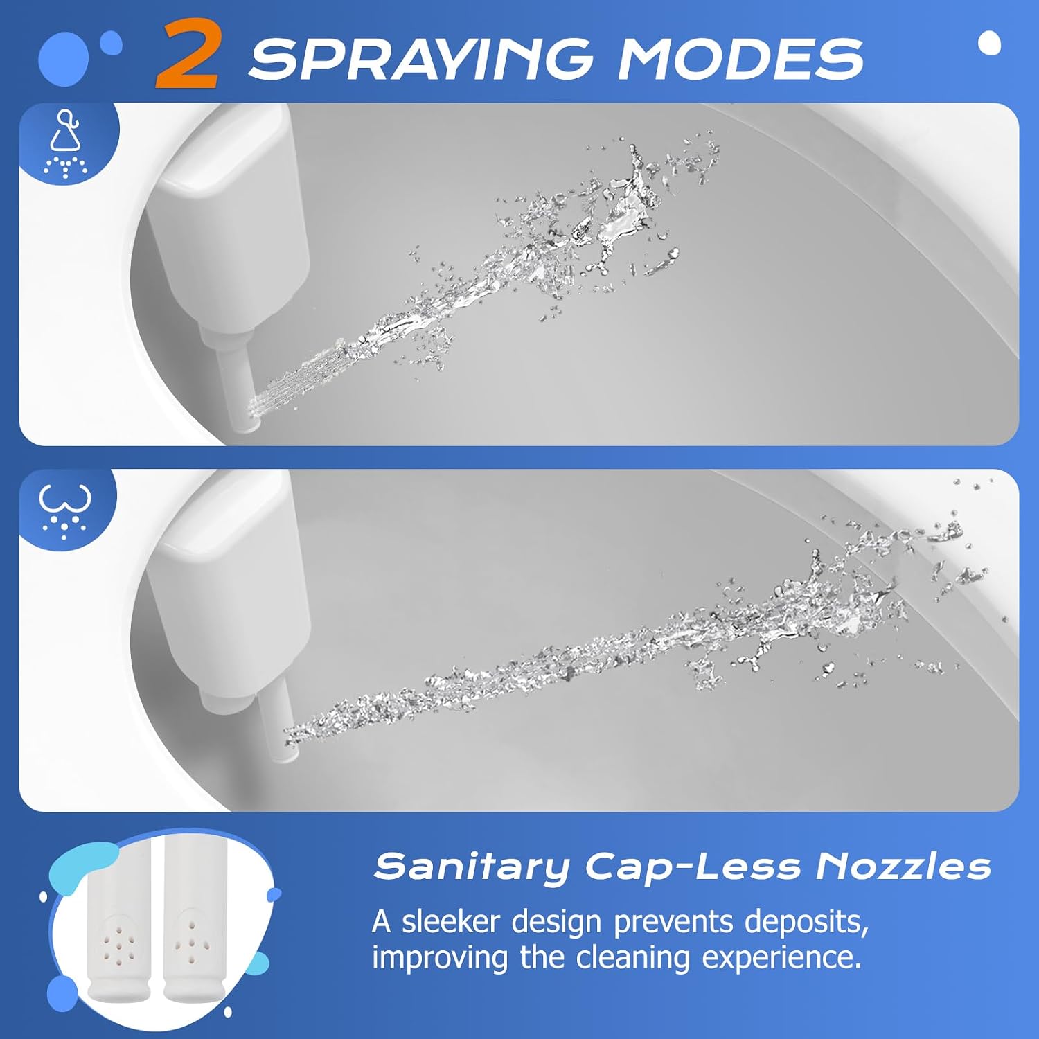 SAMODRA Ultra-Slim Hygienic Bidets Attachment for Existing Toilets - Adjustable Fresh Water Pressure Dual Nozzle (Frontal & Rear Wash) Easy to Install, Silver