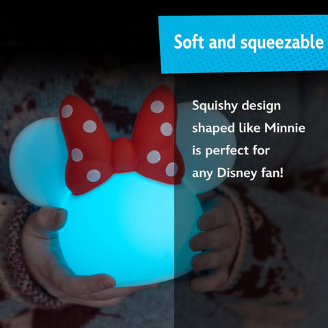 Disney Squish'ems Minnie Mouse Night Light for Kids, Soft Silicone