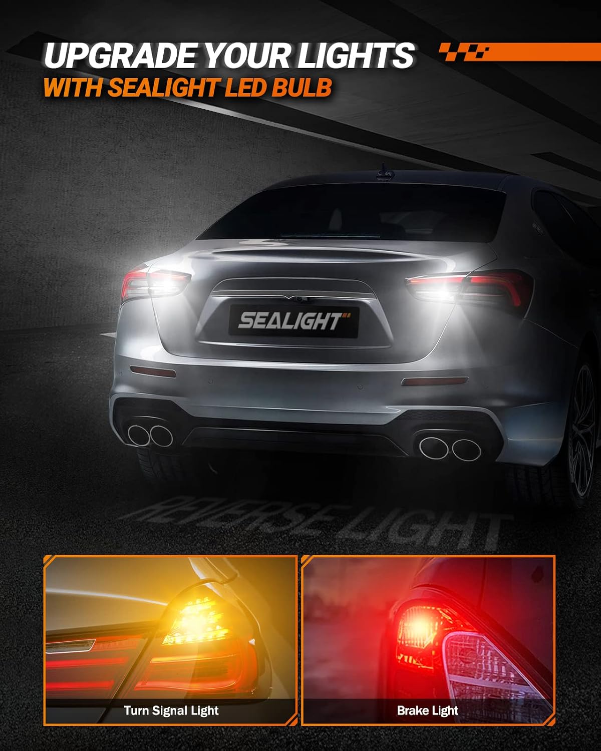 SEALIGHT 3157 LED Bulb Reverse Light, Brake Bulbs 1000% Brighter 6000K 1800LM Super Bright 3056 3156 3057 LED Bulbs with Projector Len for DRL Tail Brake Turn Signal Lights, White 2PCS