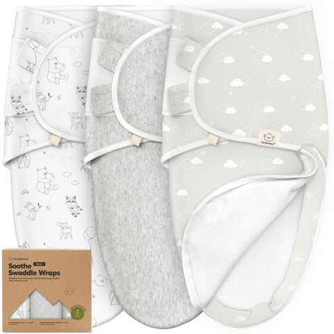 KeaBabies Newborn Swaddles with Zippers, 3pk Baby Swaddle (Aspire, 3-6M)