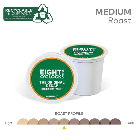 Eight O'Clock Coffee The Original Decaf, Single-Serve Keurig K-Cup Pods, Medium Roast Coffee Pods, 60 Count