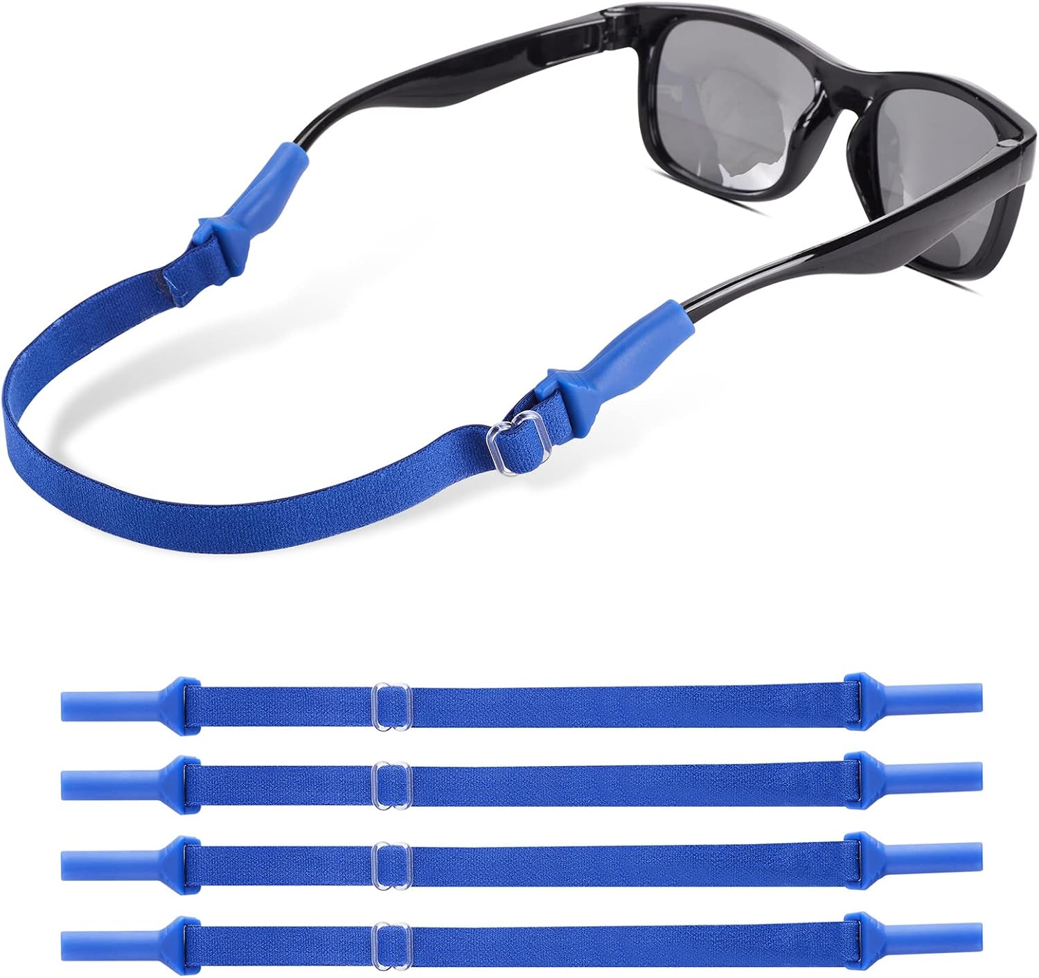 lvvfit Kids Glasses Straps(6.5-10inch)-Adjustable Glasses Strap Sports Sunglasses Eyeglasses Holder Straps for Toddler and Kids-Eyewear Retainers for boys and girls age 3-12 years (4pcs Blue)