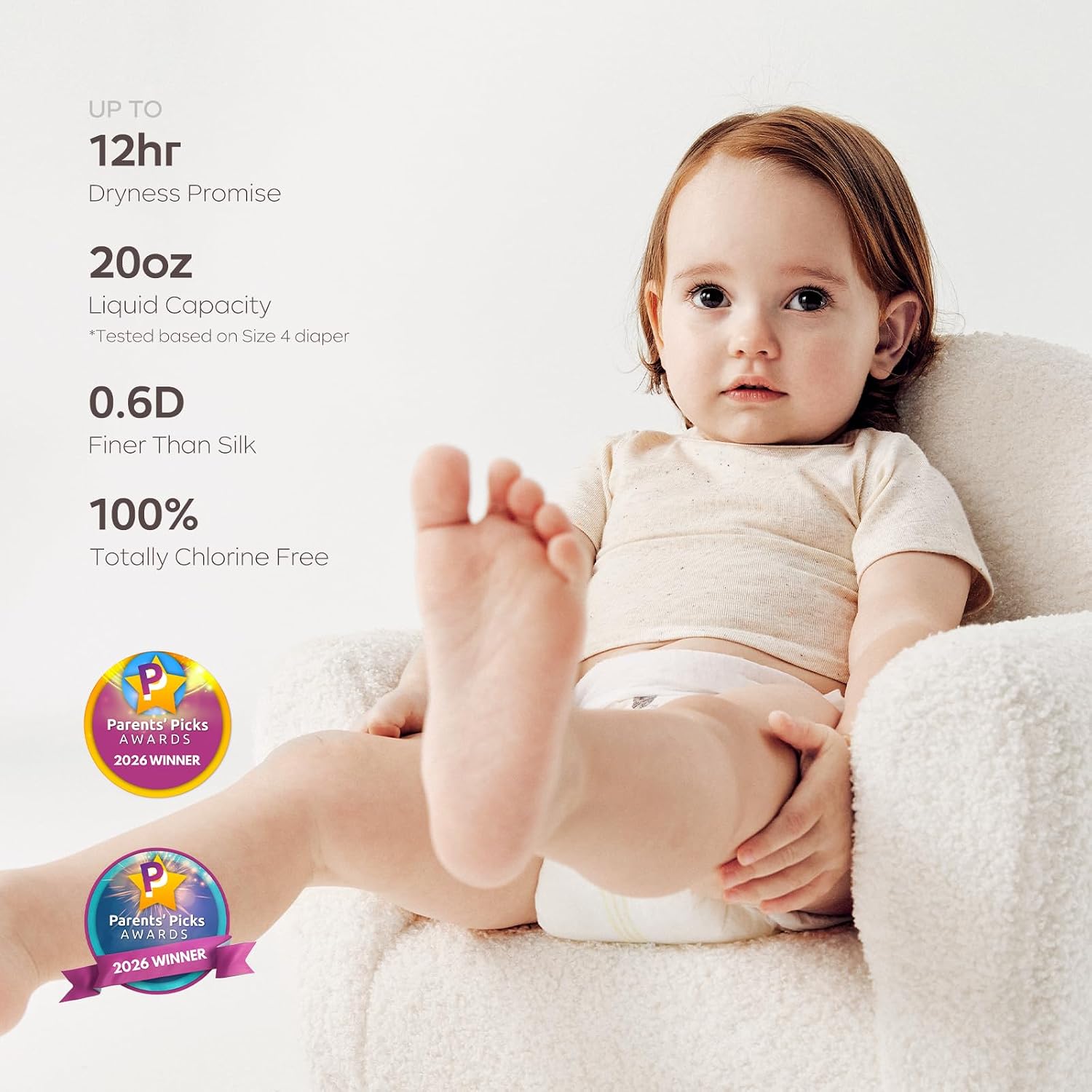 Bc Babycare Cloud Skin Baby Diapers, Size 6 (35+ lbs), 18 Count – Ultra Soft & Dry, Leak-Proof Overnight Comfort, Hypoallergenic, Totally Chlorine-Free