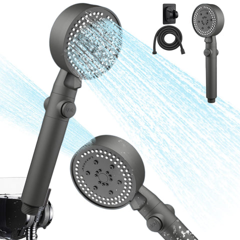 Generic Handheld High Pressure Shower Head, Built in 78in Long Hose And Adjustable Holders, 8 Spray Modes, Body Coverage Powerful Rain Showerhead, Top Spray (Gray)