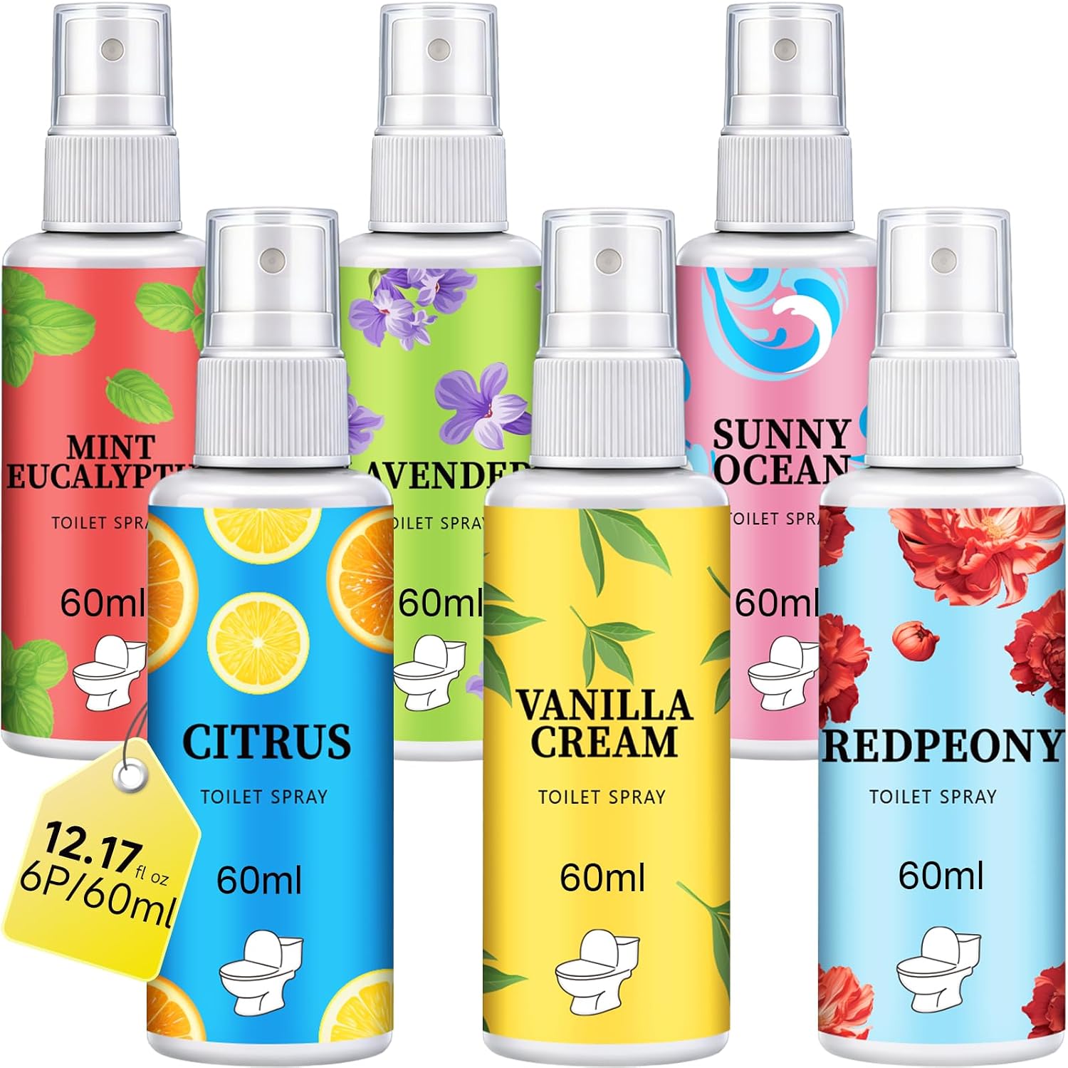 6 Pack Toilet Spray, 12oz Essential Oil Bathroom Odor Deodorizer